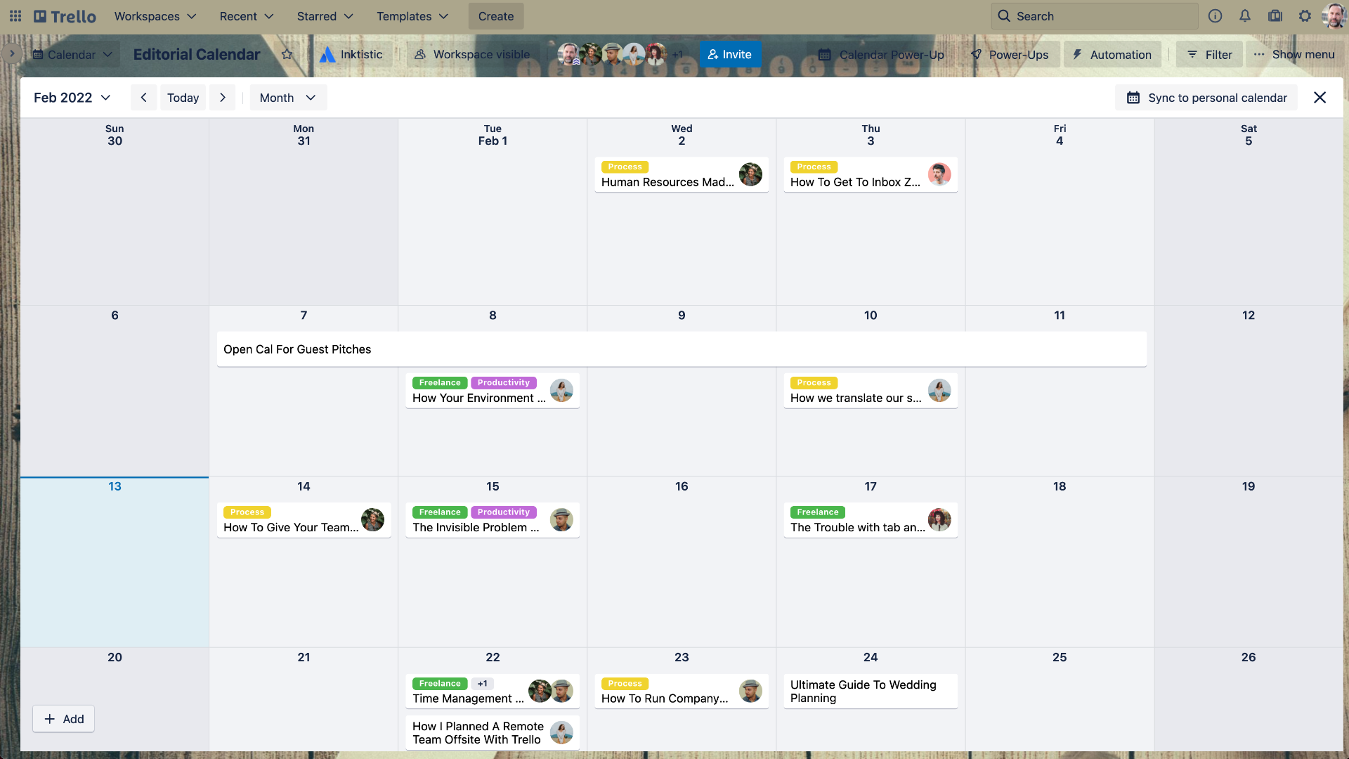 Trello calendar
